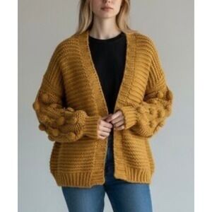 Favlux Open Front Chunky Bubble Sleeve Cardigan, Women's Size Large